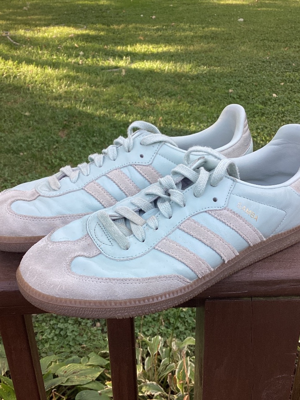 Adidas Samba OG Low Vapour Green Ash Metallic Gold Sneakers D98158 Men's 9.5  Co